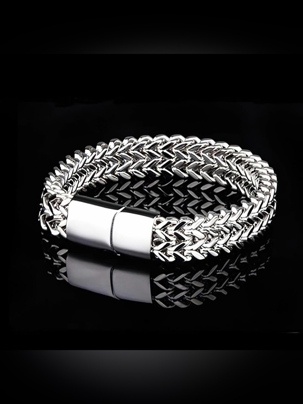 Stainless Steel Magnetic Clasp Bracelet - Silver - Picture 3 of 7
